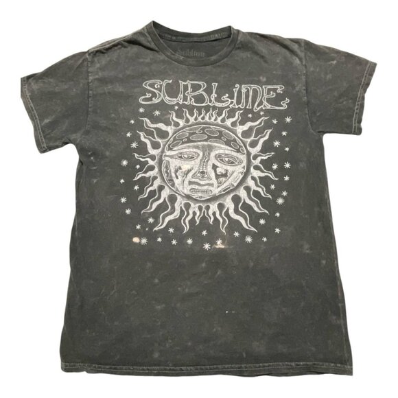 Sublime Shirt Mens Large Black Long Beach / Washed Graphic Sun - Picture 1 of 7